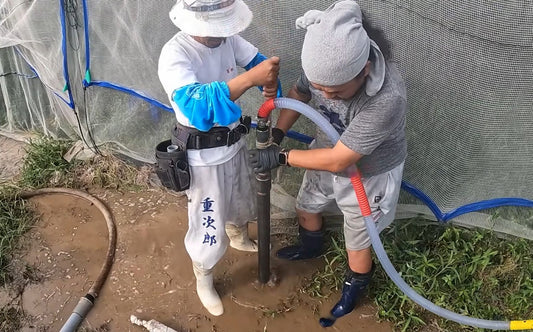 見事な水圧井戸掘りの動画です